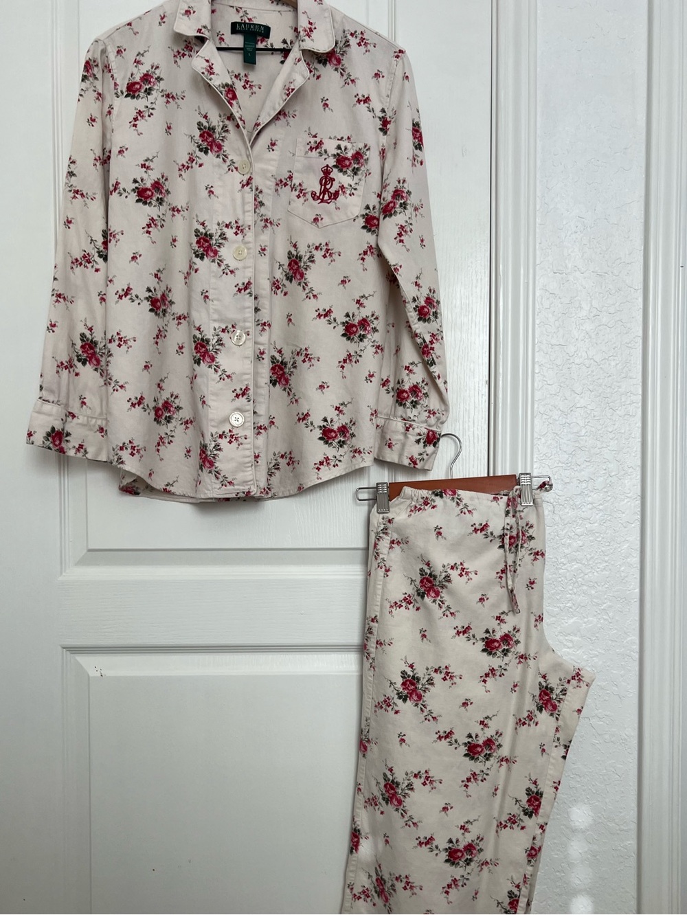 Lauren Ralph Lauren Floral Cotton Fleece Pajama Set | L